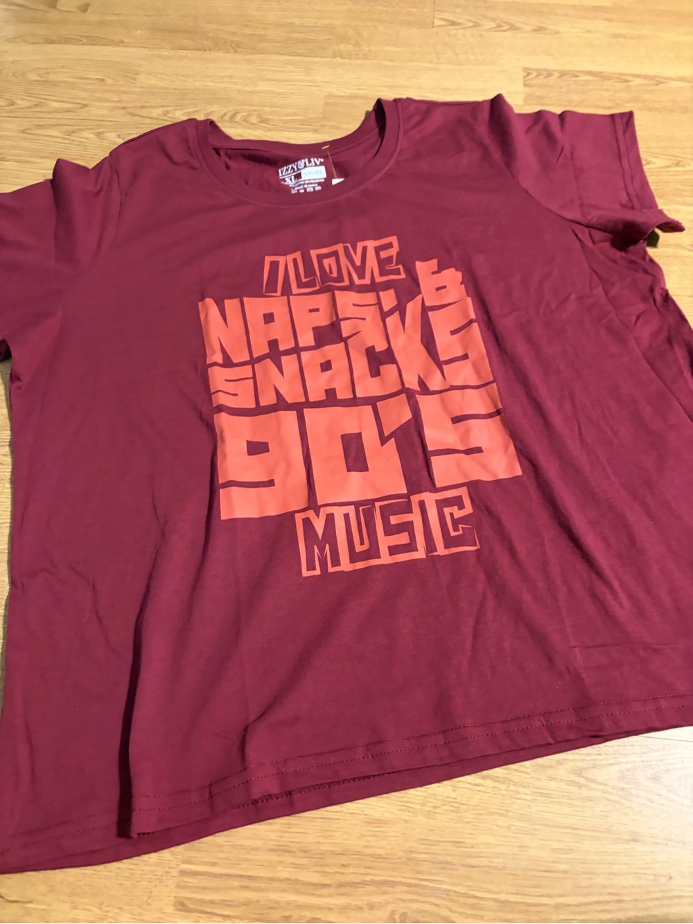 90’s Graphic Short Sleeve Tee - Burgundy with Orange Print